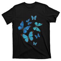 Blue Morpho Butterfly Swarm Lepidoptera Lover Entomologist T-Shirt