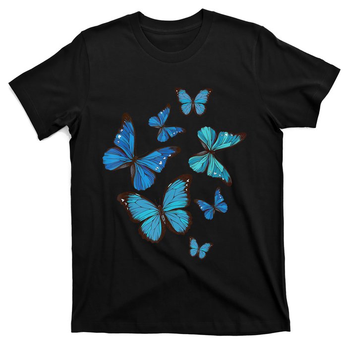 Blue Morpho Butterfly Swarm Lepidoptera Lover Entomologist T-Shirt