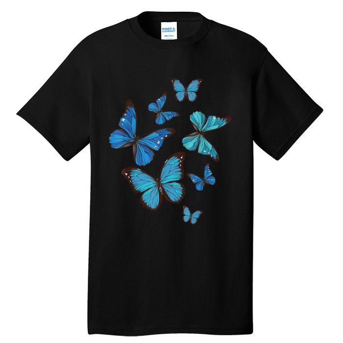 Blue Morpho Butterfly Swarm Lepidoptera Lover Entomologist Tall T-Shirt