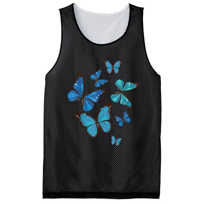 Blue Morpho Butterfly Swarm Lepidoptera Lover Entomologist Mesh Reversible Basketball Jersey Tank