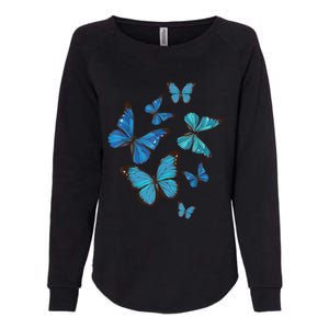 Blue Morpho Butterfly Swarm Lepidoptera Lover Entomologist Womens California Wash Sweatshirt