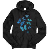 Blue Morpho Butterfly Swarm Lepidoptera Lover Entomologist Tie Dye Hoodie