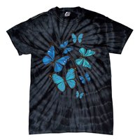 Blue Morpho Butterfly Swarm Lepidoptera Lover Entomologist Tie-Dye T-Shirt