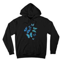 Blue Morpho Butterfly Swarm Lepidoptera Lover Entomologist Tall Hoodie