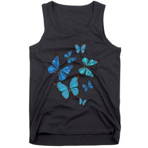 Blue Morpho Butterfly Swarm Lepidoptera Lover Entomologist Tank Top