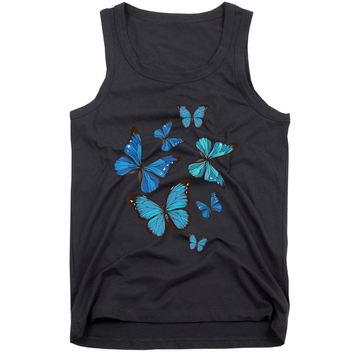 Blue Morpho Butterfly Swarm Lepidoptera Lover Entomologist Tank Top