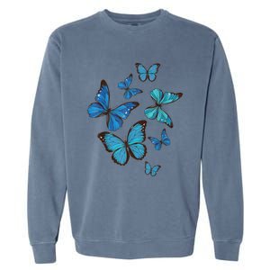 Blue Morpho Butterfly Swarm Lepidoptera Lover Entomologist Garment-Dyed Sweatshirt