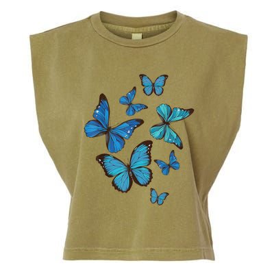 Blue Morpho Butterfly Swarm Lepidoptera Lover Entomologist Garment-Dyed Women's Muscle Tee