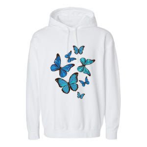 Blue Morpho Butterfly Swarm Lepidoptera Lover Entomologist Garment-Dyed Fleece Hoodie