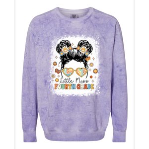 Bleached Messy Bun Cute Little Miss Fourth Grade Groovy Great Gift Colorblast Crewneck Sweatshirt