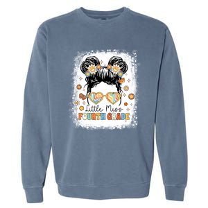 Bleached Messy Bun Cute Little Miss Fourth Grade Groovy Great Gift Garment-Dyed Sweatshirt