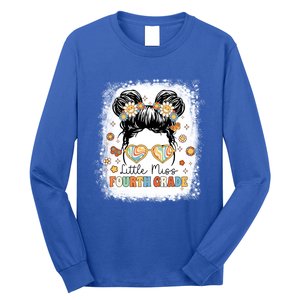 Bleached Messy Bun Cute Little Miss Fourth Grade Groovy Great Gift Long Sleeve Shirt