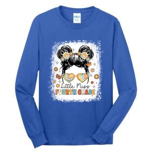 Bleached Messy Bun Cute Little Miss Fourth Grade Groovy Great Gift Tall Long Sleeve T-Shirt