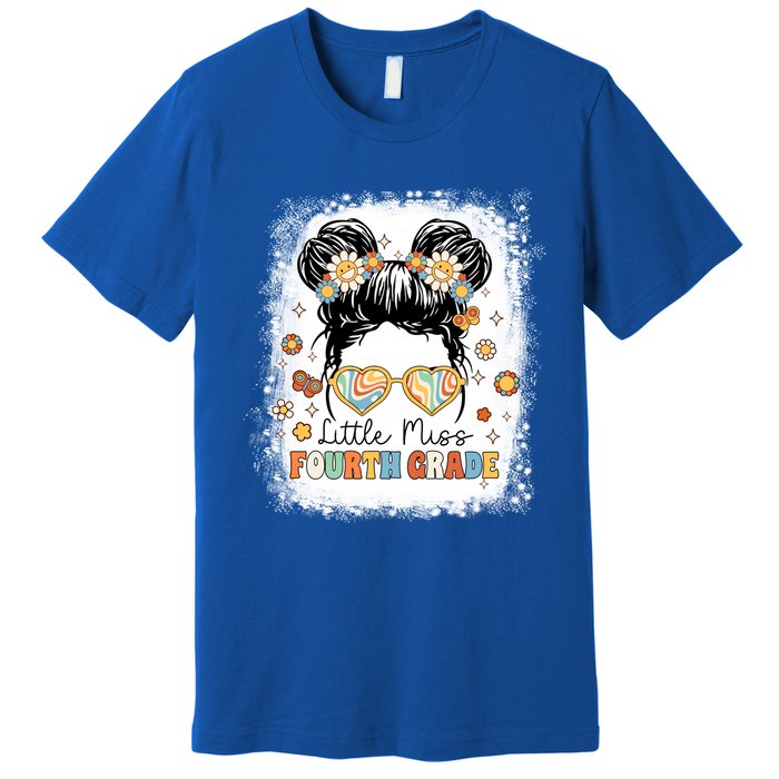 Bleached Messy Bun Cute Little Miss Fourth Grade Groovy Great Gift Premium T-Shirt