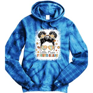 Bleached Messy Bun Cute Little Miss Fourth Grade Groovy Great Gift Tie Dye Hoodie