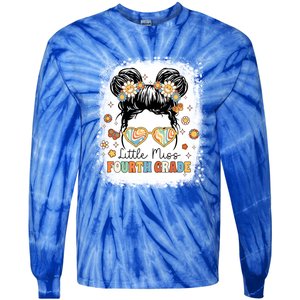 Bleached Messy Bun Cute Little Miss Fourth Grade Groovy Great Gift Tie-Dye Long Sleeve Shirt