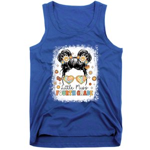 Bleached Messy Bun Cute Little Miss Fourth Grade Groovy Great Gift Tank Top