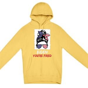 Bleached Messy Bun Biden YouRe Fired Fire Biden Elect Trump Gift Premium Pullover Hoodie