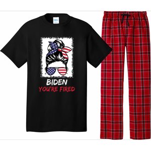 Bleached Messy Bun Biden YouRe Fired Fire Biden Elect Trump Gift Pajama Set