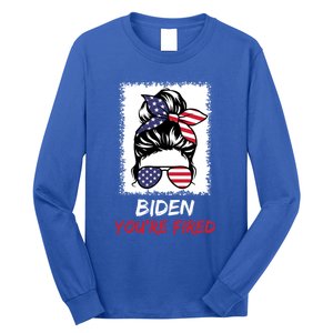 Bleached Messy Bun Biden YouRe Fired Fire Biden Elect Trump Gift Long Sleeve Shirt