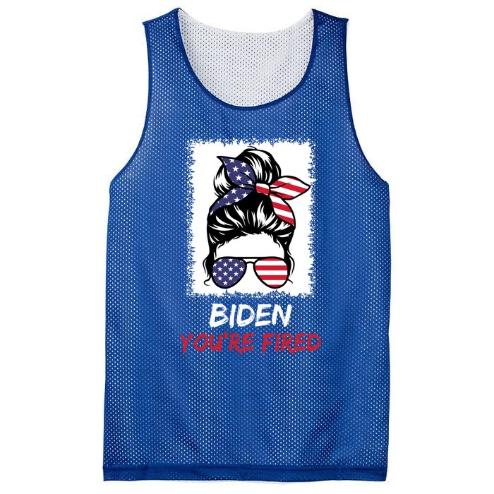 Bleached Messy Bun Biden YouRe Fired Fire Biden Elect Trump Gift Mesh Reversible Basketball Jersey Tank