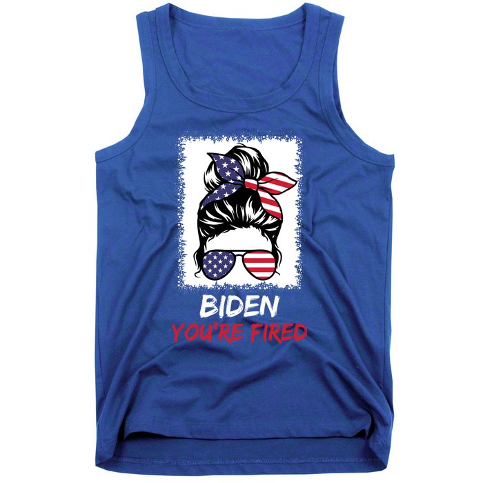 Bleached Messy Bun Biden YouRe Fired Fire Biden Elect Trump Gift Tank Top