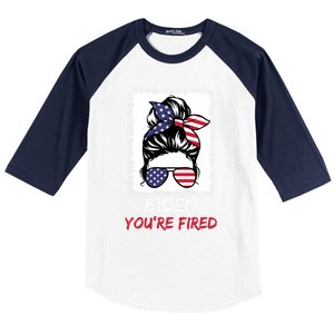 Bleached Messy Bun Biden YouRe Fired Fire Biden Elect Trump Gift Baseball Sleeve Shirt