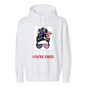 Bleached Messy Bun Biden YouRe Fired Fire Biden Elect Trump Gift Garment-Dyed Fleece Hoodie