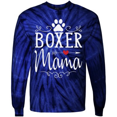 Boxer Mama Boxer Dog Gift For Boxer Lover Tie-Dye Long Sleeve Shirt