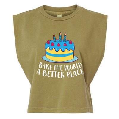 Baking Mom Bake The World A Better Place Cake Baking Cool Gift Garment-Dyed Women's Muscle Tee