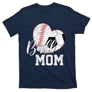 Ball Mom Both of Soccer Baseball Gifts Mothers Day T-Shirt