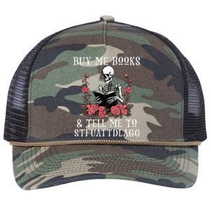 Buy Me Books And Tell Me To Stfuattdlagg Funny Skeleton Retro Rope Trucker Hat Cap