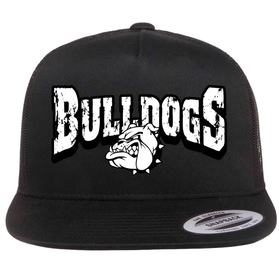 Bulldogs Mascot Back To School Team Spirit Flat Bill Trucker Hat