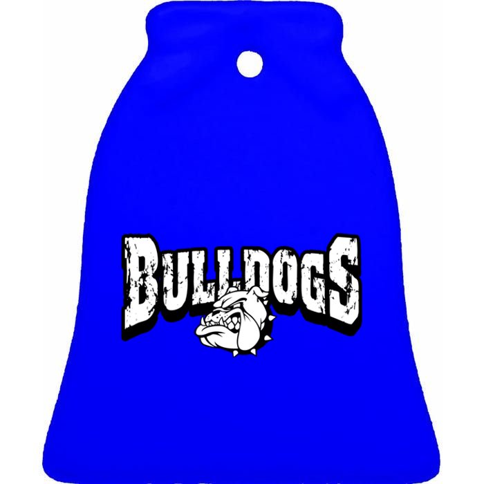 Bulldogs Mascot Back To School Team Spirit Ceramic Bell Ornament