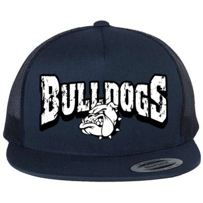 Bulldogs Mascot Back To School Team Spirit Flat Bill Trucker Hat