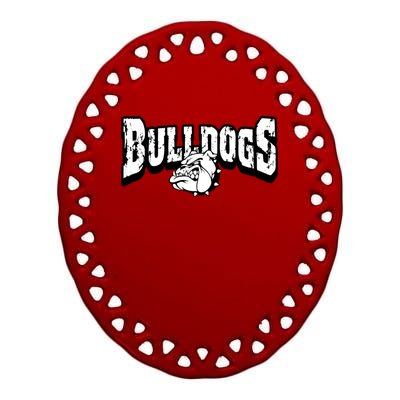 Bulldogs Mascot Back To School Team Spirit Ceramic Oval Ornament