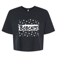 Bobcats Mascot Back To School Spirit Footprint Heart Squad Bella+Canvas Jersey Crop Tee