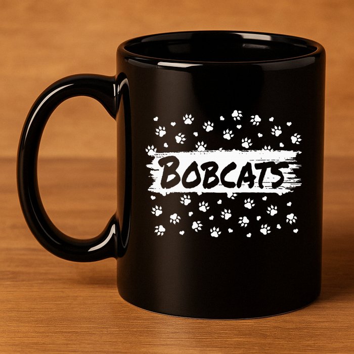 Bobcats Mascot Back To School Spirit Footprint Heart Squad 11oz C Handle Ceramic Mug