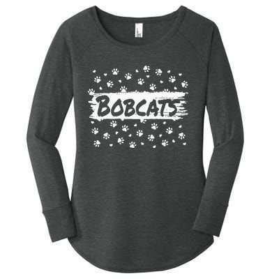 Bobcats Mascot Back To School Spirit Footprint Heart Squad Women's Perfect Tri Tunic Long Sleeve Shirt