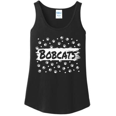 Bobcats Mascot Back To School Spirit Footprint Heart Squad Ladies Essential Tank