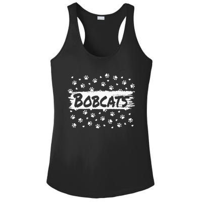 Bobcats Mascot Back To School Spirit Footprint Heart Squad Ladies PosiCharge Competitor Racerback Tank