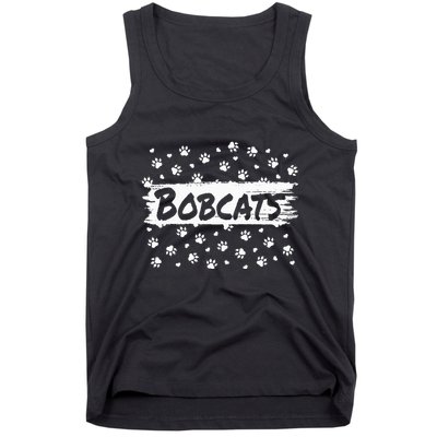 Bobcats Mascot Back To School Spirit Footprint Heart Squad Tank Top