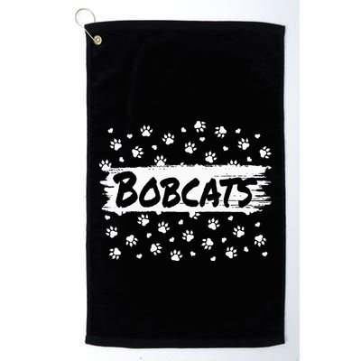 Bobcats Mascot Back To School Spirit Footprint Heart Squad Golf Towel