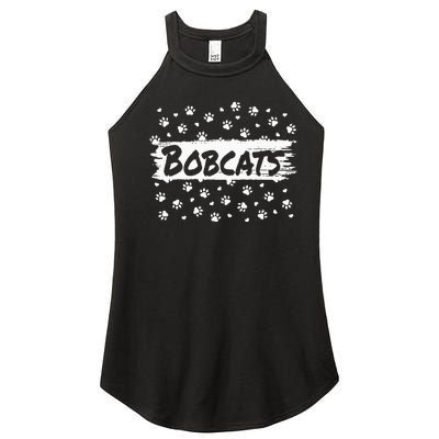 Bobcats Mascot Back To School Spirit Footprint Heart Squad Women's Perfect Tri Rocker Tank