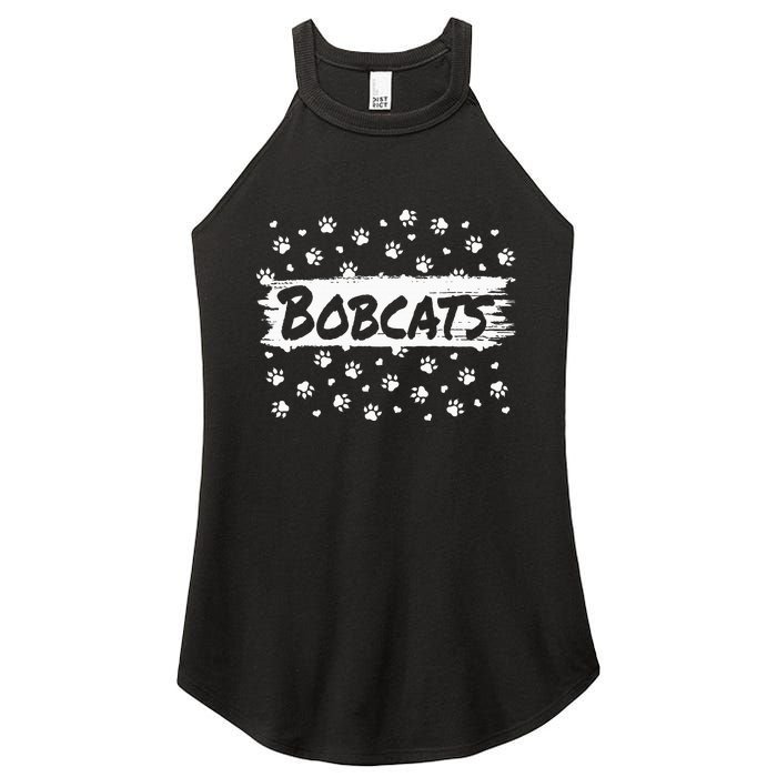 Bobcats Mascot Back To School Spirit Footprint Heart Squad Women's Perfect Tri Rocker Tank