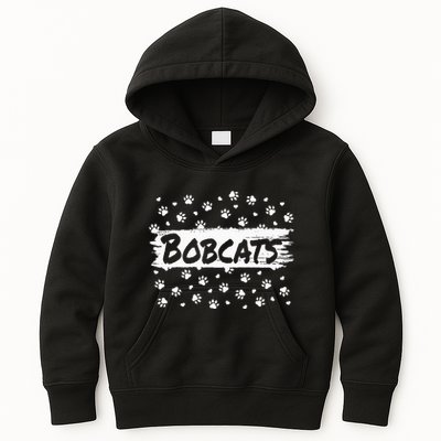 Bobcats Mascot Back To School Spirit Footprint Heart Squad Kids Hoodie