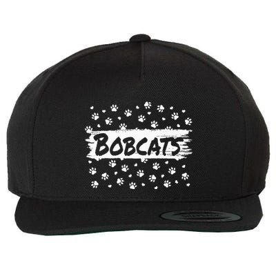 Bobcats Mascot Back To School Spirit Footprint Heart Squad Wool Snapback Cap