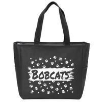 Bobcats Mascot Back To School Spirit Footprint Heart Squad Zip Tote Bag