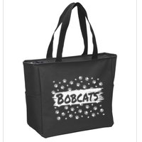 Bobcats Mascot Back To School Spirit Footprint Heart Squad Zip Tote Bag