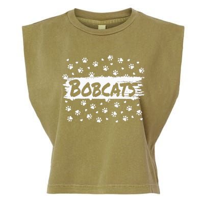 Bobcats Mascot Back To School Spirit Footprint Heart Squad Garment-Dyed Women's Muscle Tee